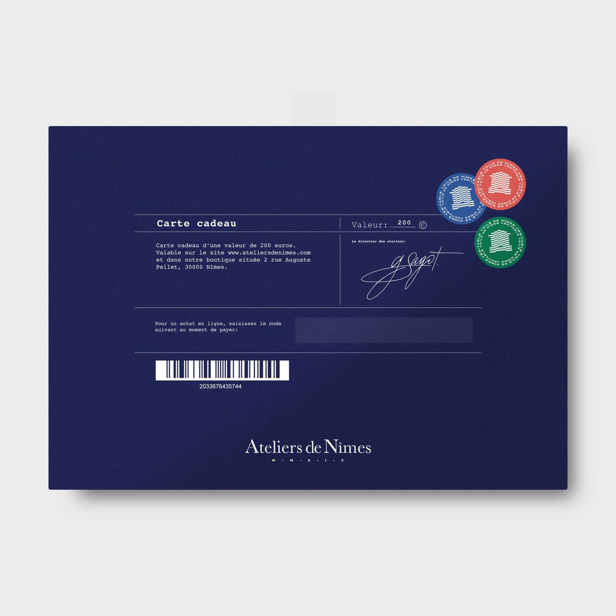 CARTE CADEAU - Ateliers de Nîmes